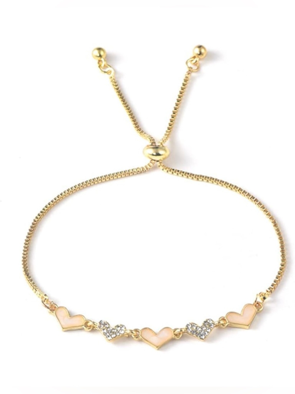 Gold Hearts Bolo Bracelet